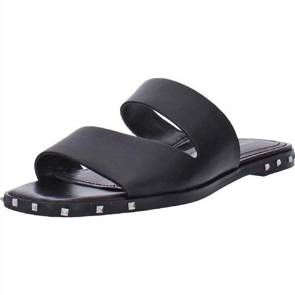 Marc Fisher Black Leather Slip On Sandals - Picture 3 of 3